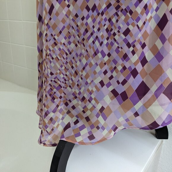 Express Purple Geometric Print Midi Slip Skirt - Size M - Picture 4 of 6